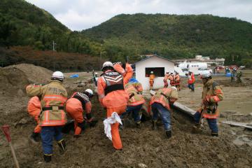 土砂災害訓練の写真です